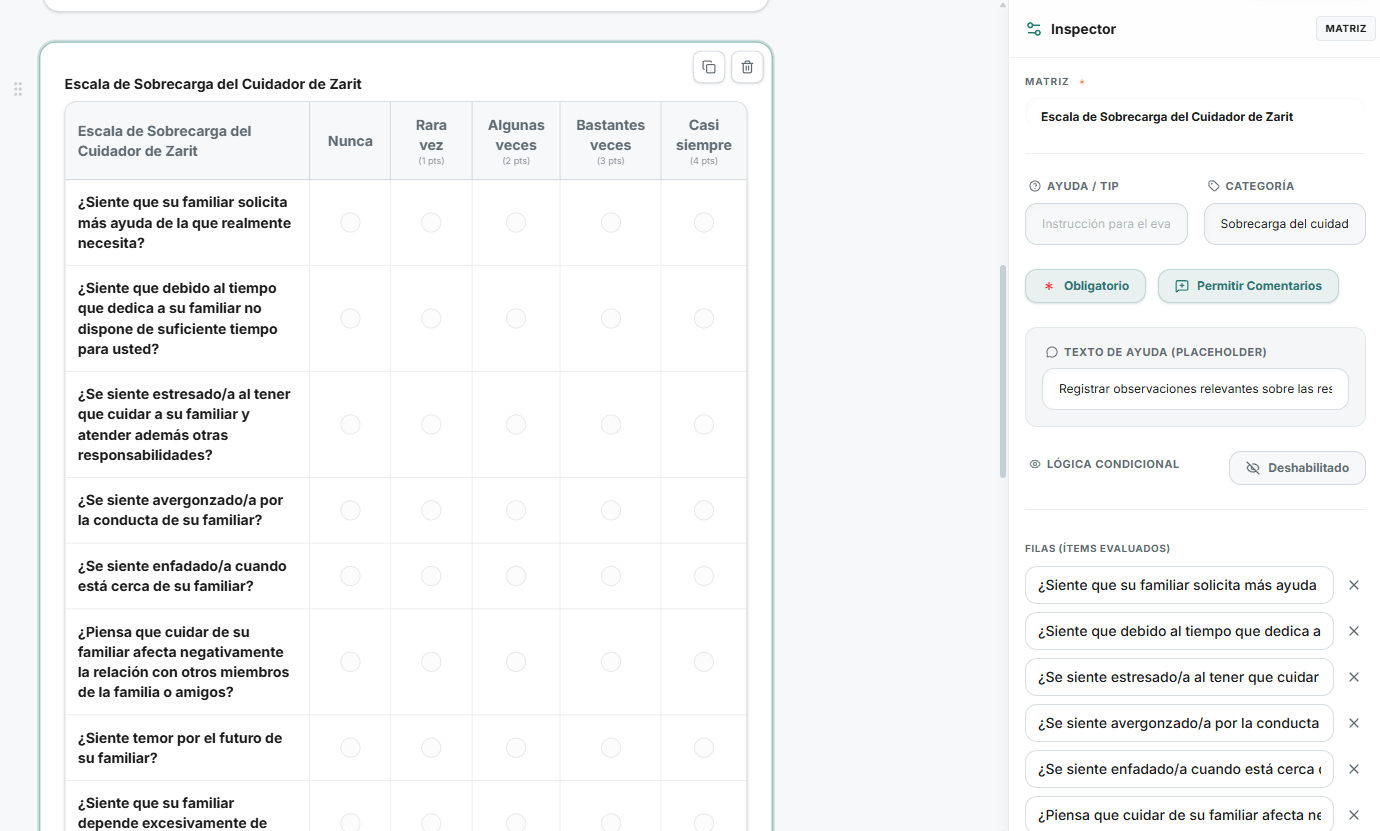 Constructor de pautas clinicas con inspector y asistente IA